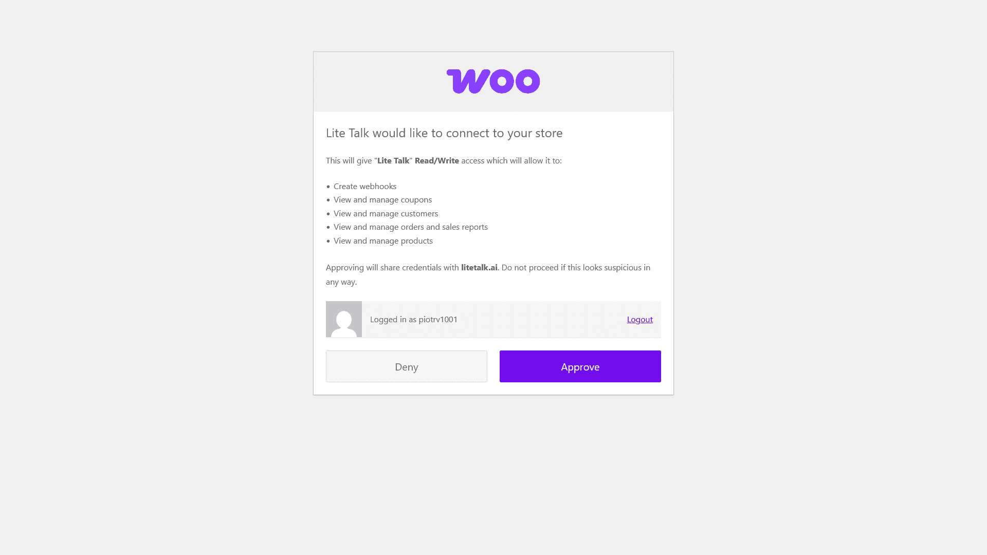 WooCommerce Authorization