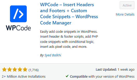 WP Code Plugin
